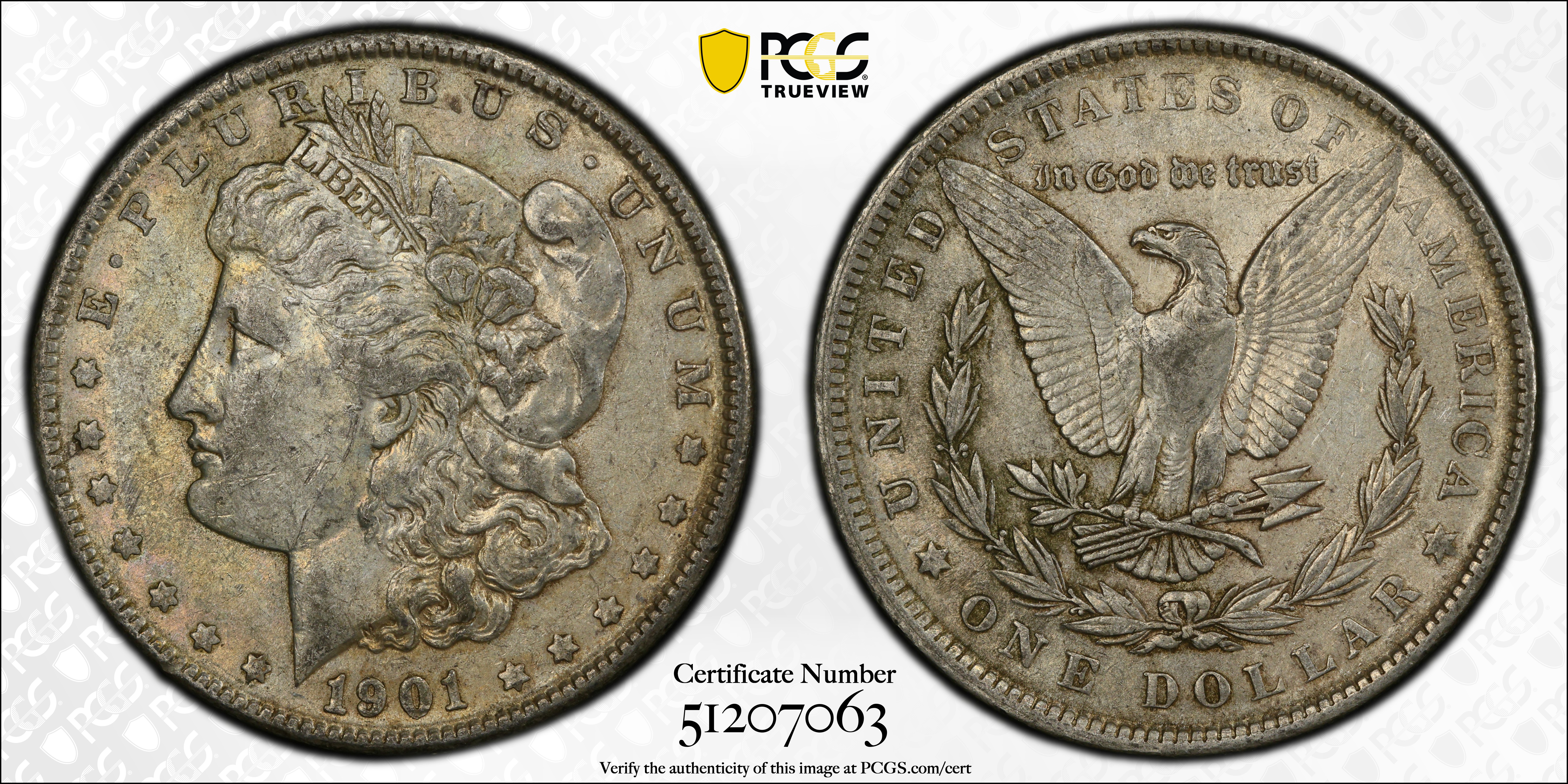 1901 Morgan Silver Dollar. AU-55 (PCGS). CAC., AU55 - PCGS Auction