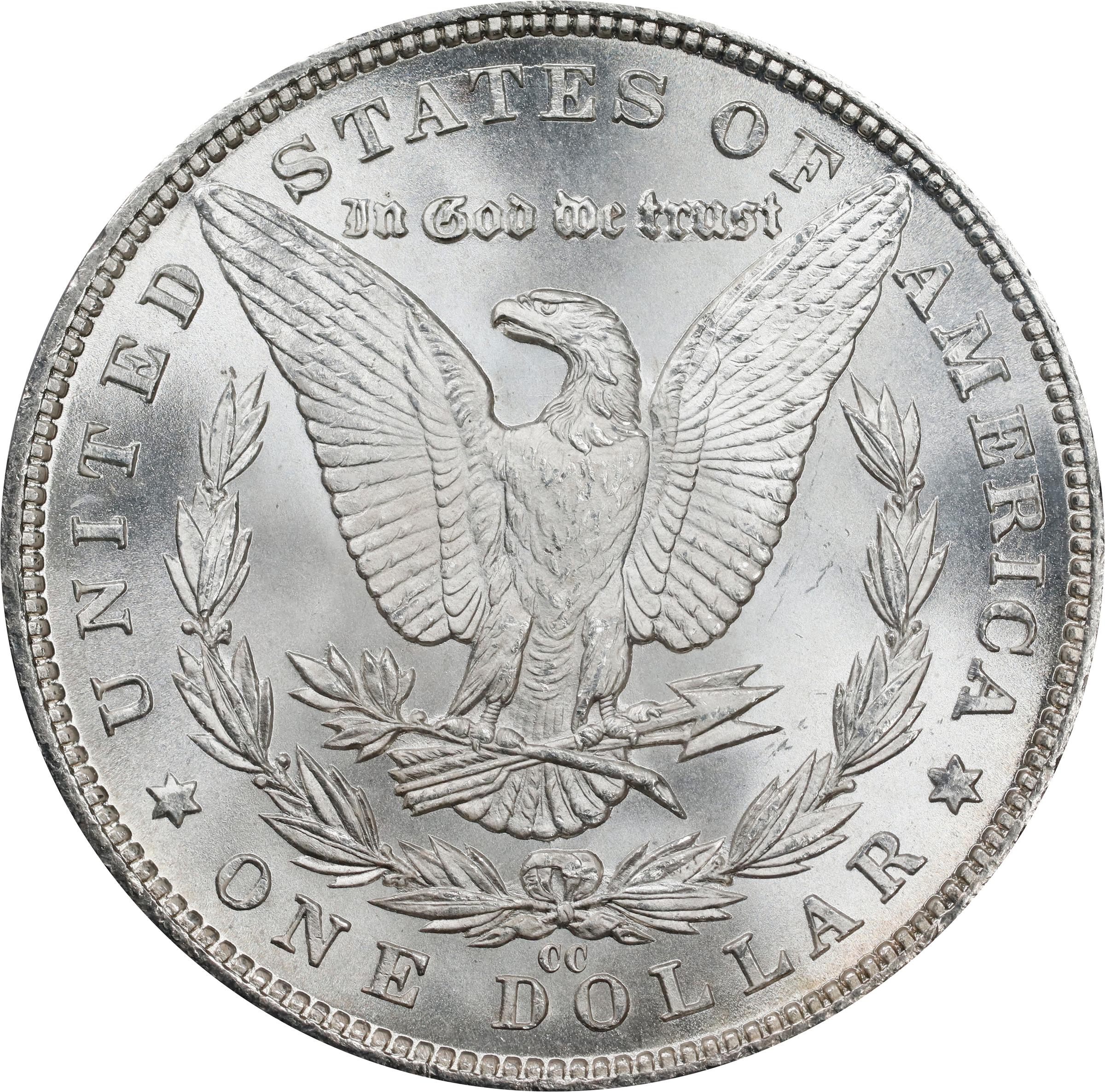 1890-CC Morgan Silver Dollar. MS-65+ (PCGS). CAC., MS65+ - PCGS