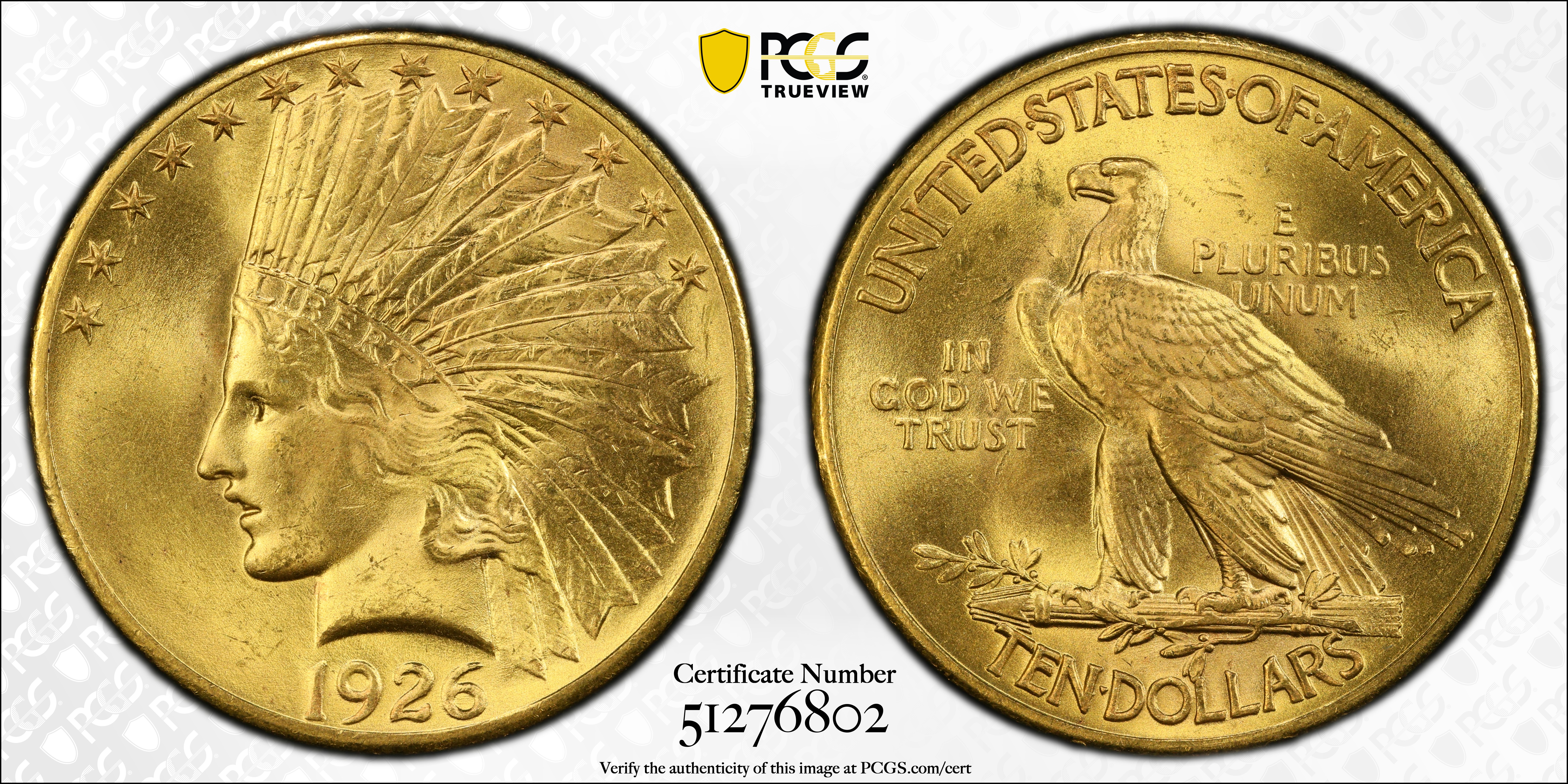 1926 Indian Eagle. MS-64 (PCGS)., MS64 - PCGS Auction Prices