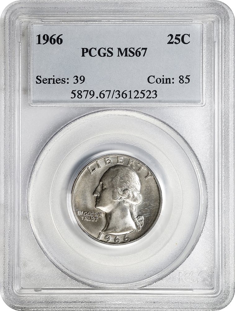 コレクション PCGS MS67 1966 Washington Quarter. MS-67 (PCGS)., MS67 - PCGS Auction