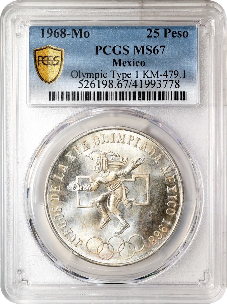 MEXICO. 25 Pesos, 1968-Mo. Mexico City Mint. PCGS MS-67., MS67 MEXICO. 25 Pesos, 1968-Mo. Mexico City Mint. PCGS MS-67., MS67