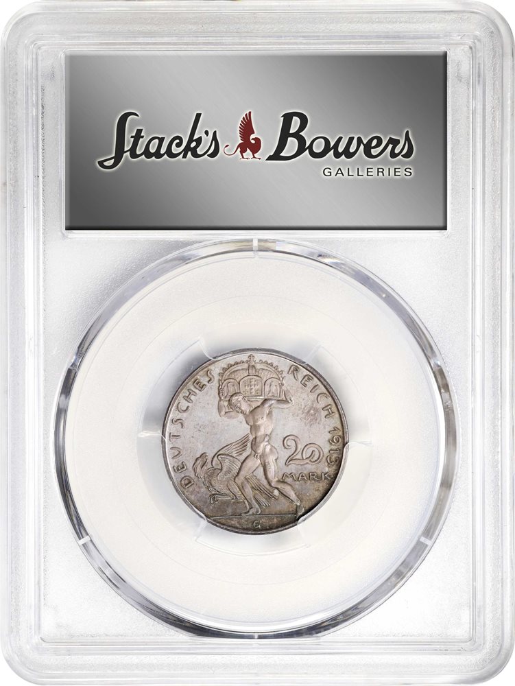 GERMANY. Prussia. Silver 20 Mark Pattern, 1913-G. Munich Mint