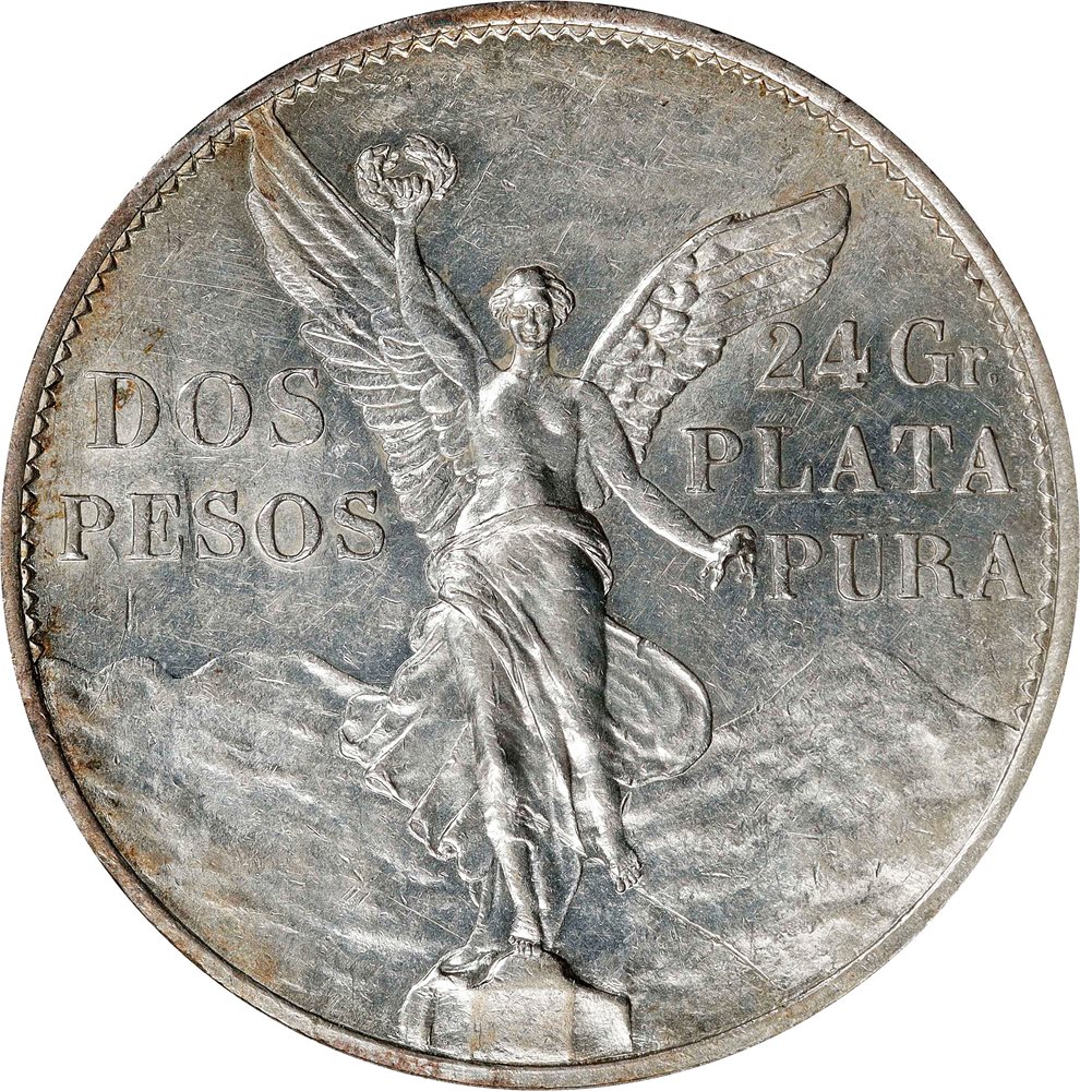 MEXICO. 2 Pesos, 1921-Mo. Mexico City Mint. PCGS AU-58., AU58