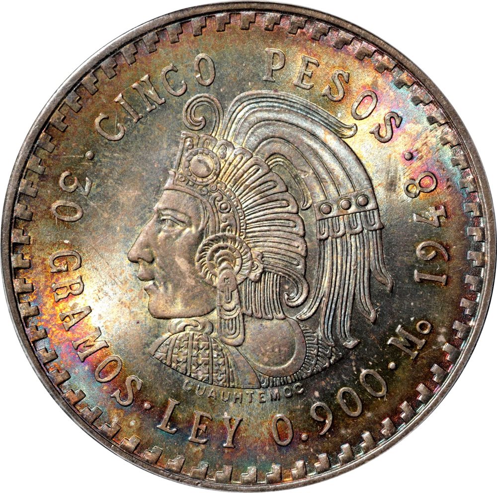 MEXICO. 5 Pesos, 1948-Mo. Mexico City Mint. PCGS MS-66., MS66