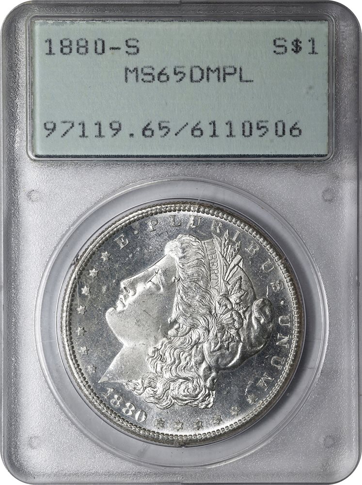 1880-S Morgan Silver Dollar. MS-65 DMPL (PCGS). OGH Rattler
