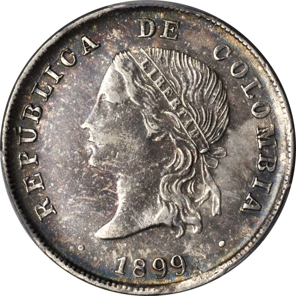COLOMBIA. 50 Centavos, 1899. Bogota Mint. AU Detail--Tooled (PCGS