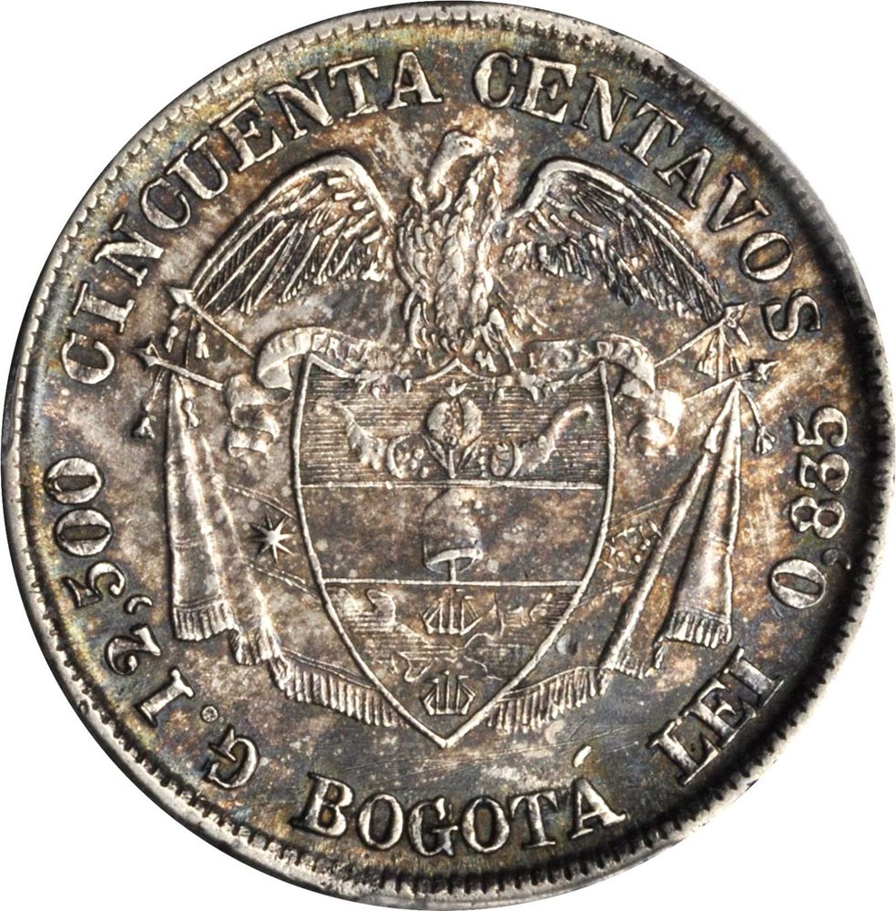 COLOMBIA. 50 Centavos, 1899. Bogota Mint. AU Detail--Tooled (PCGS