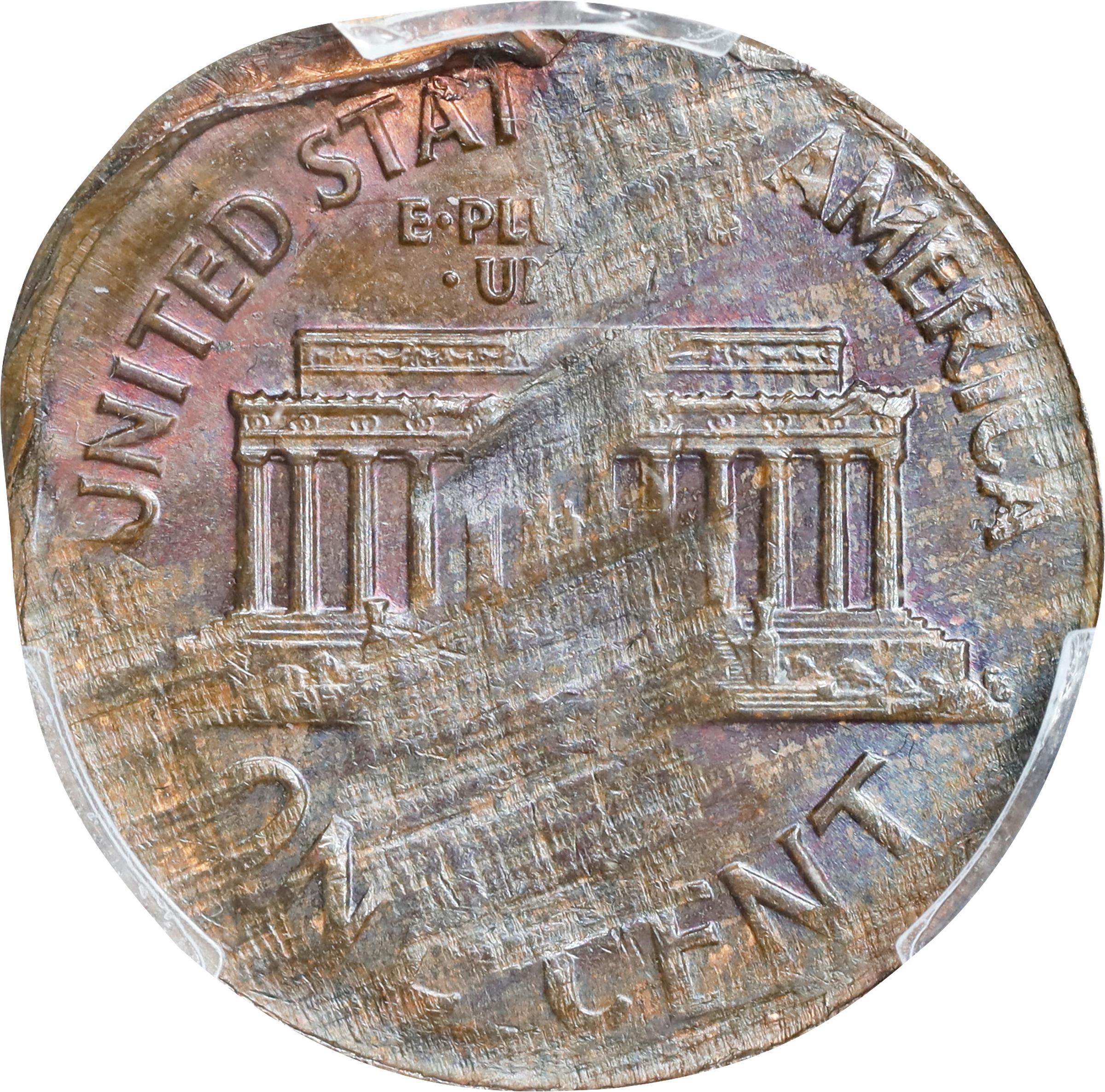 1960-D Lincoln Cent. Large Date. Split Planchet Before Strike, 15