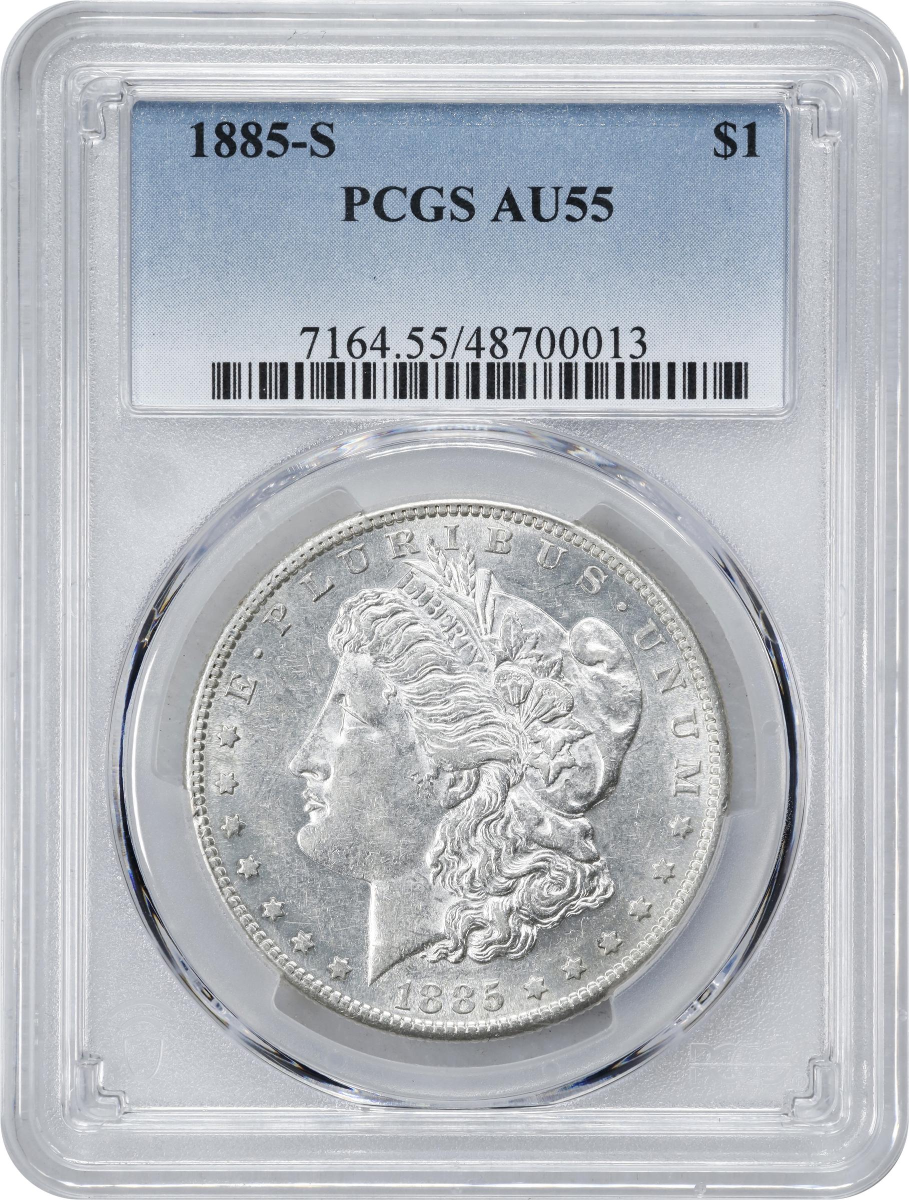 1885-S Morgan Silver Dollar. AU-55 (PCGS)., AU55 - PCGS Auction Prices
