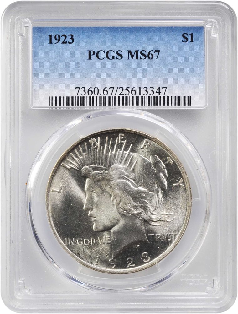 コレクション PCGS MS67 1923 Peace Silver Dollar. MS-67 (PCGS)., MS67 - PCGS Auction Prices