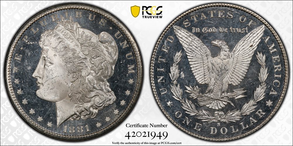 1881-S Morgan Silver Dollar. MS-64 DMPL (PCGS). CAC., MS64DMPL