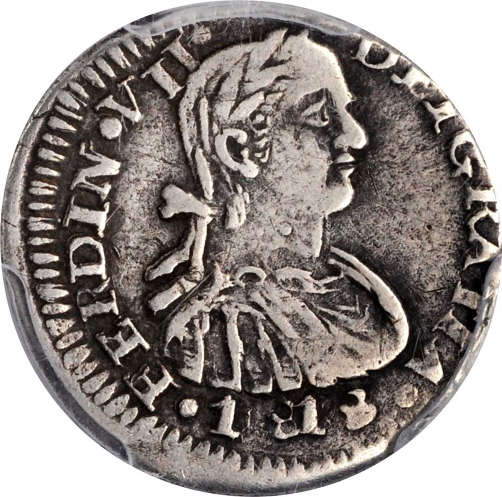 MEXICO. 1/2 Real, 1818-Zs AG. Zacatecas Mint. Ferdiand VII. PCGS