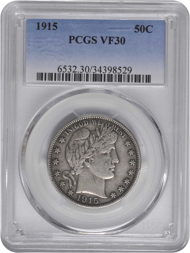 1915 Barber Half Dollar. VF-30 (PCGS)., VF30 - PCGS Auction Prices