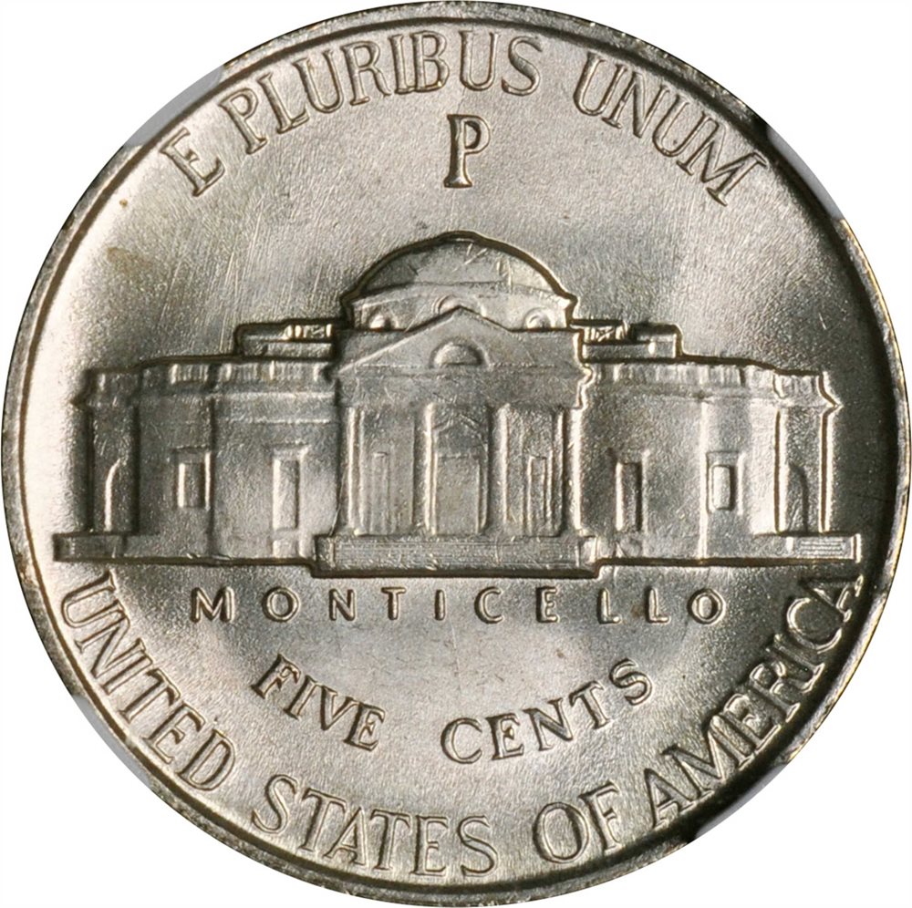 アメリカ 1943P ジェファーソン 5セント ニッケル貨 PCGS MS66 1943-P Jefferson Nickel. FS-106. Doubled Die obverse, Doubled Eye