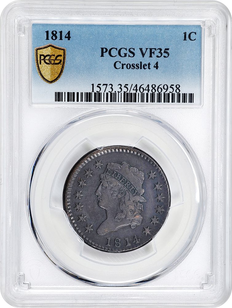 1814 Classic Head Cent. Crosslet 4. VF-35 (PCGS)., VF35BN - PCGS