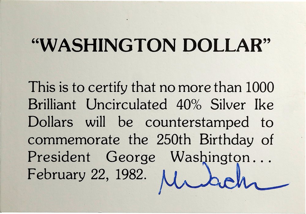 1982 George Washington 250th Anniversary of Birth counterstamp on