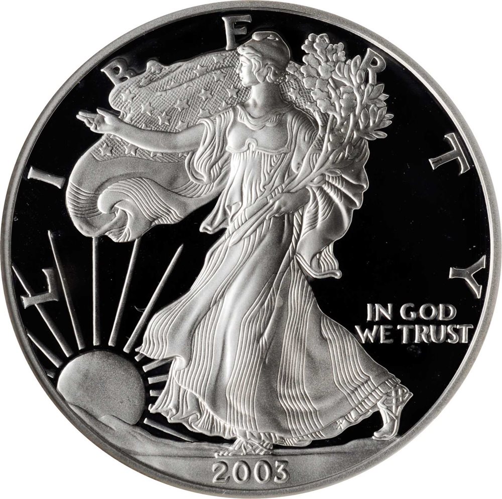 2003-W Silver Eagle. Proof-69 Ultra Cameo (NGC)., PR69DCAM - PCGS