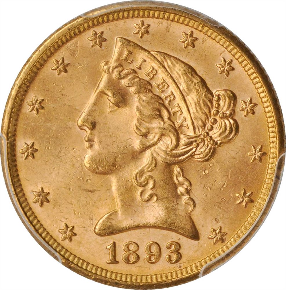 1893 Liberty Head Half Eagle. MS-64 (PCGS)., MS64 - PCGS Auction