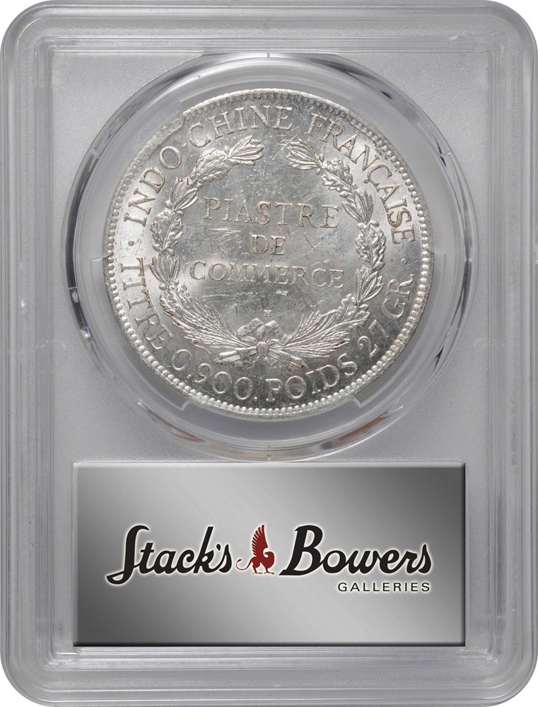 1921-H フランス領インドシナ　ピアストル銀貨　PCGS FRENCH INDO-CHINA. Piastre, 1921-H. Heaton Mint. PCGS MS-63