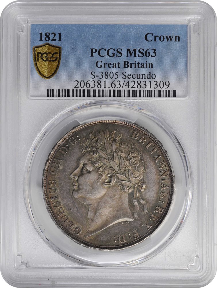 GREAT BRITAIN. Crown, 1821. London Mint. George IV. PCGS MS-63