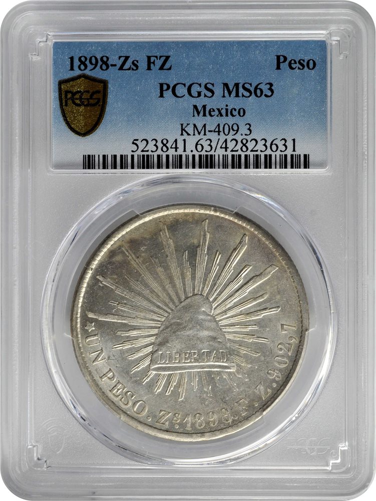 1898 メキシコ　1ペソ　R S 902.7 1898 Mo AM MEXICO Large Eagle Sun Antique OLD Mexican Silver