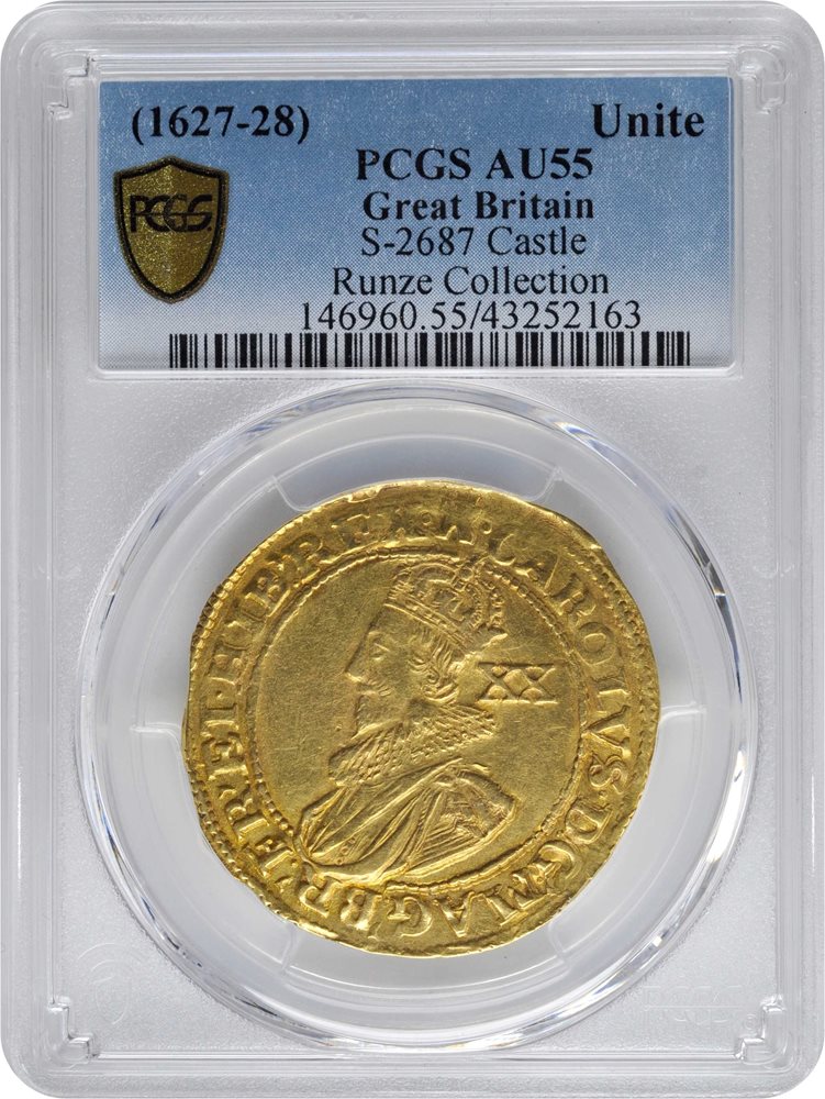 鑑定PCGS PL62 Great Britain 英国王のスピーチ GREAT BRITAIN. Unite (20 Shillings), ND (1627-28). London Mint; mm