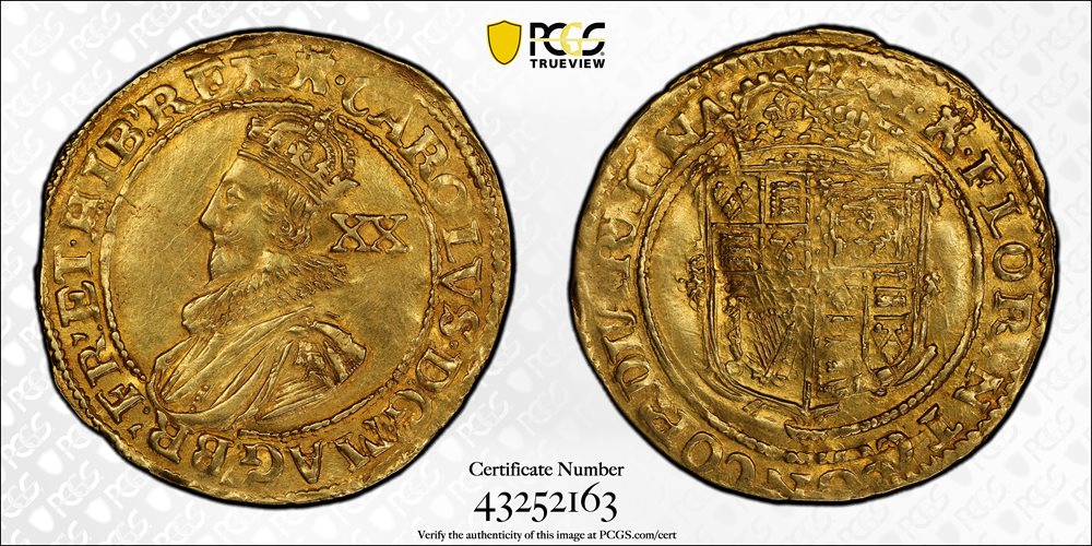 鑑定PCGS PL62 Great Britain 英国王のスピーチ GREAT BRITAIN. Unite (20 Shillings), ND (1627-28). London Mint; mm
