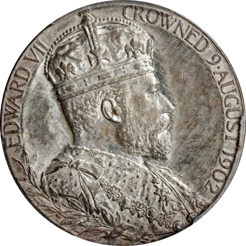 1902年 イギリス エドワード アレクサンドラ コロネーション 大型 銀メダル GREAT BRITAIN. Coronation of Edward VII & Alexandra Silver Medal