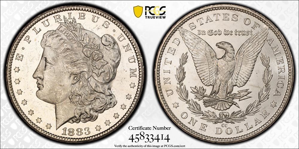 1883-CC Morgan Silver Dollar. MS-62 PL (PCGS)., MS62PL - PCGS