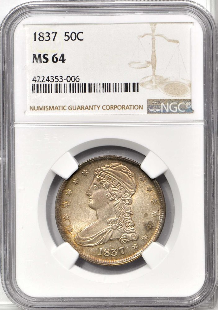 アメリカ50セント銀貨 キャップドバスト1833年 PCGS認定