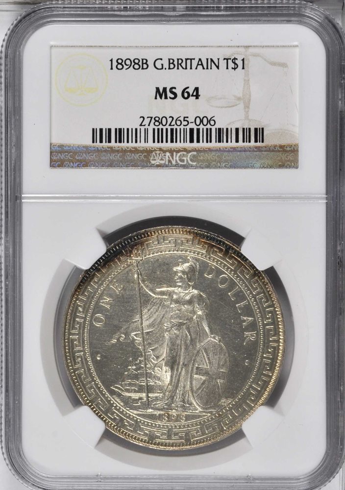 コレクション 1839 G.BRITAIN 3P MS 64 GREAT BRITAIN. Trade Dollar, 1898-B. Bombay Mint. Victoria. NGC MS