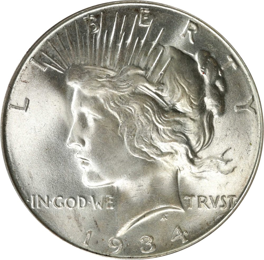 1934-D Peace Silver Dollar. MS-66 (PCGS)., MS66 - PCGS Auction Prices