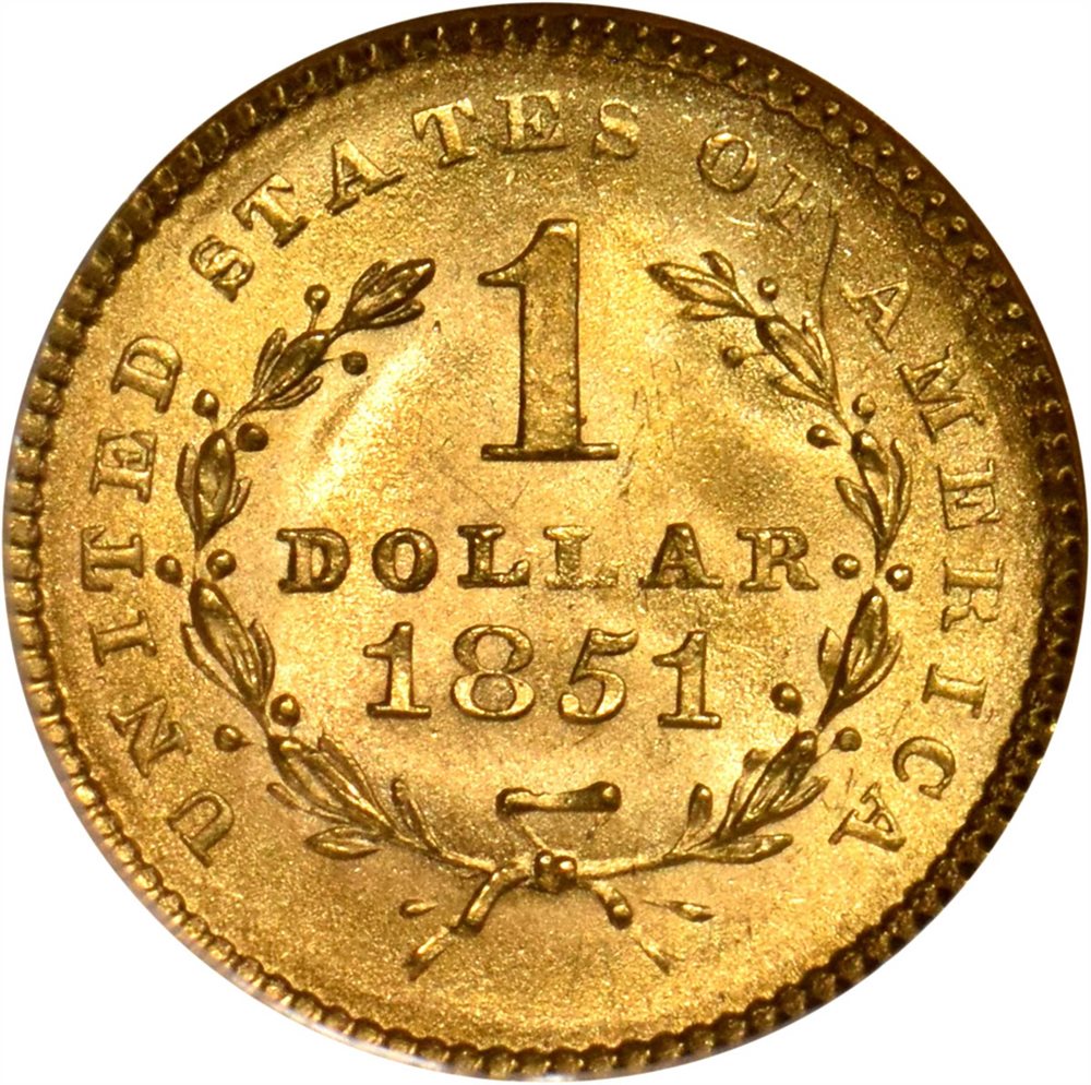 1851 Gold Dollar. MS-66 (NGC). CAC., MS66 - PCGS Auction Prices