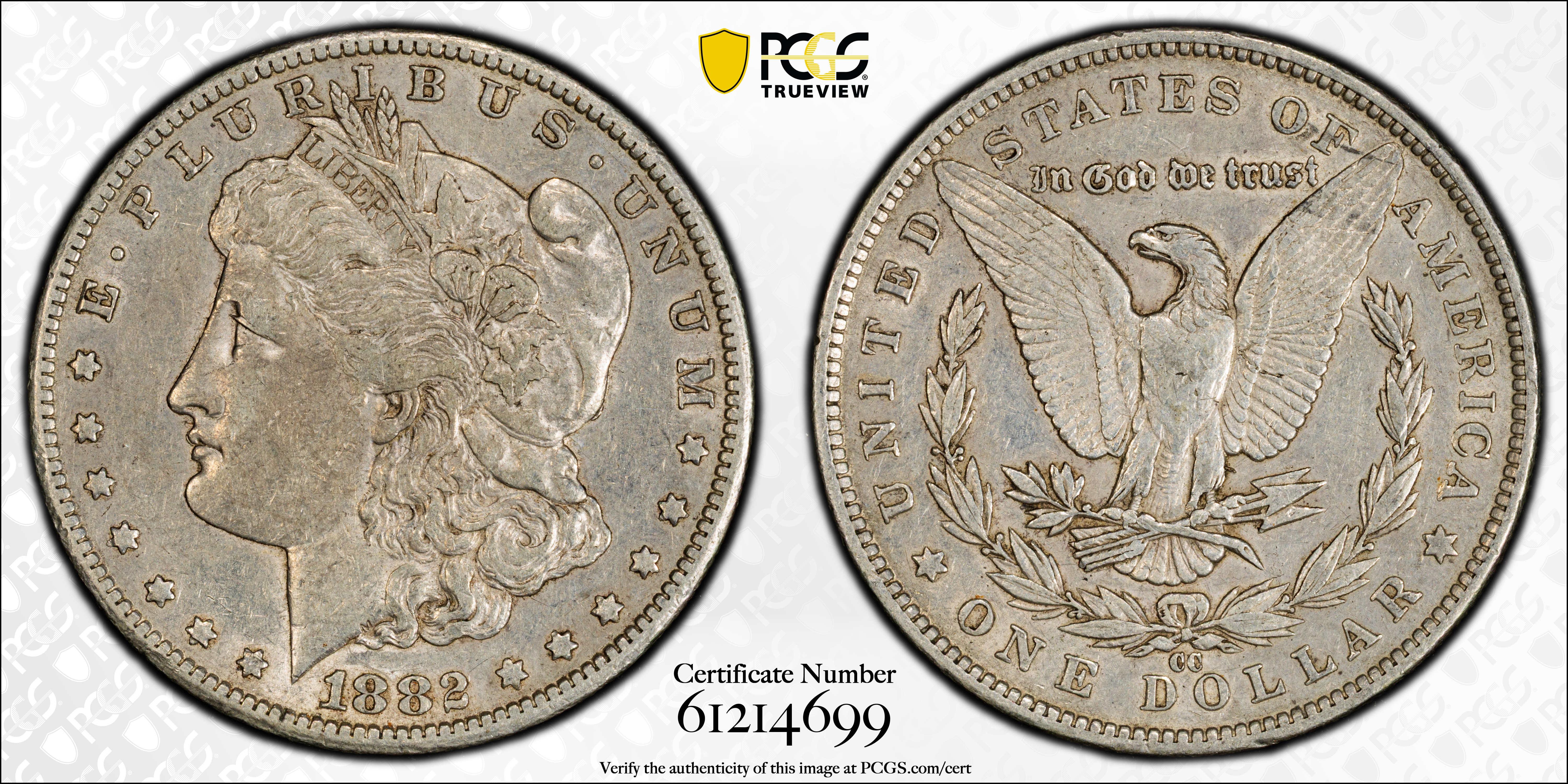 1882-CC Morgan Silver Dollar. AU-50 (PCGS)., AU50 - PCGS Auction