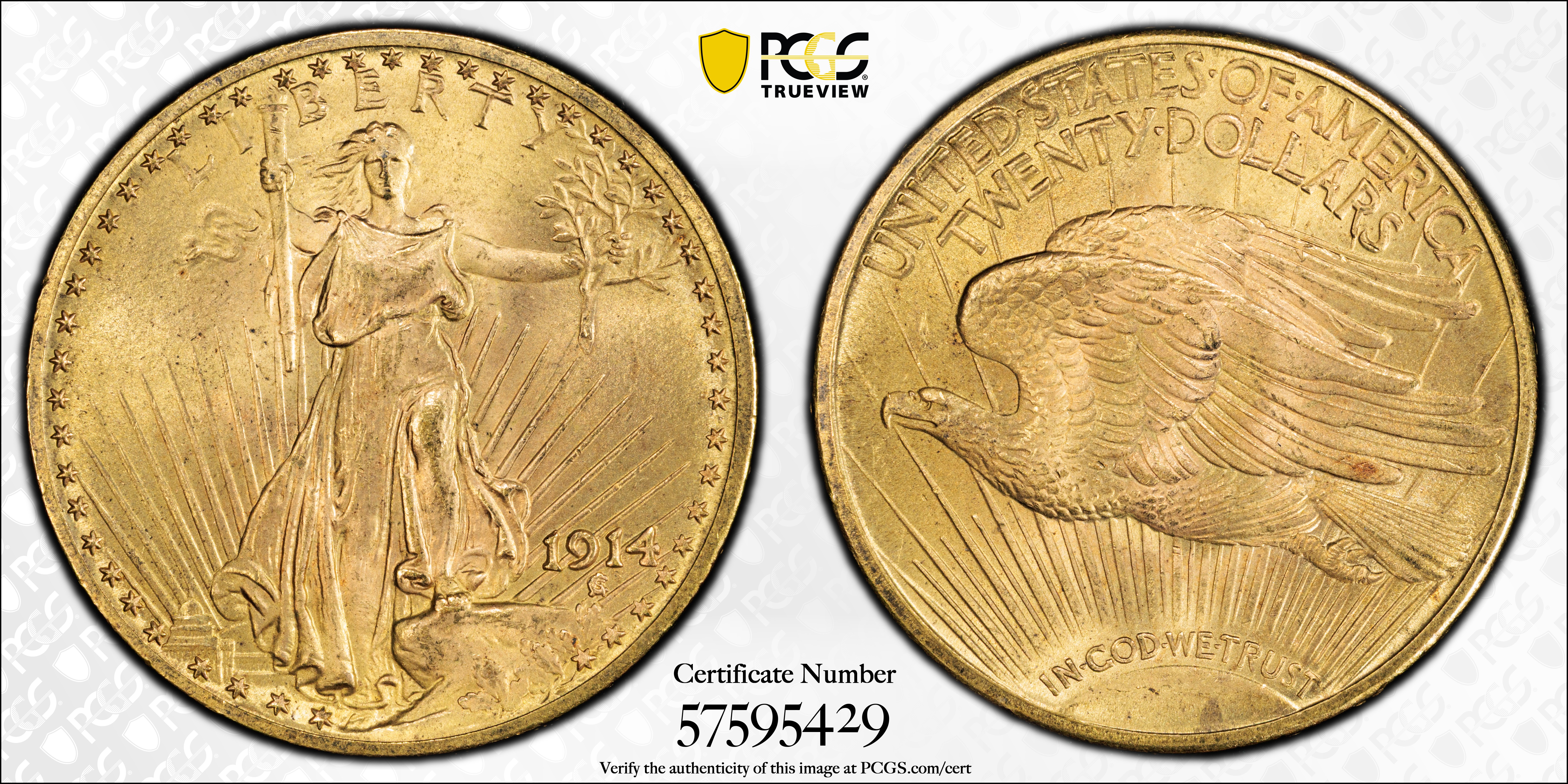 1914 Saint-Gaudens Double Eagle. MS-66 (PCGS)., MS66 - PCGS