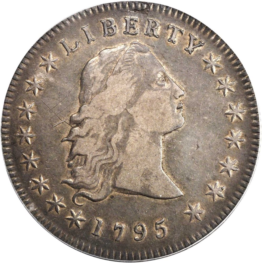 1795 Flowing Hair Silver Dollar Bb 27 B 5 Rarity 1 Three