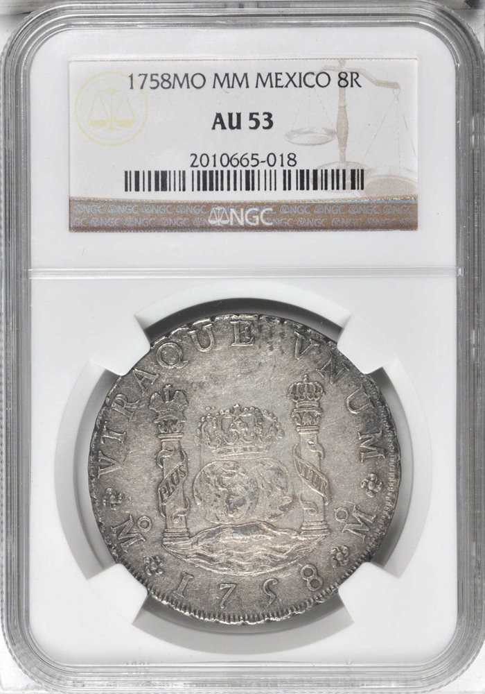 MEXICO. 8 Reales, 1758-MM. Ferdinand VI (1746-59). NGC AU-53