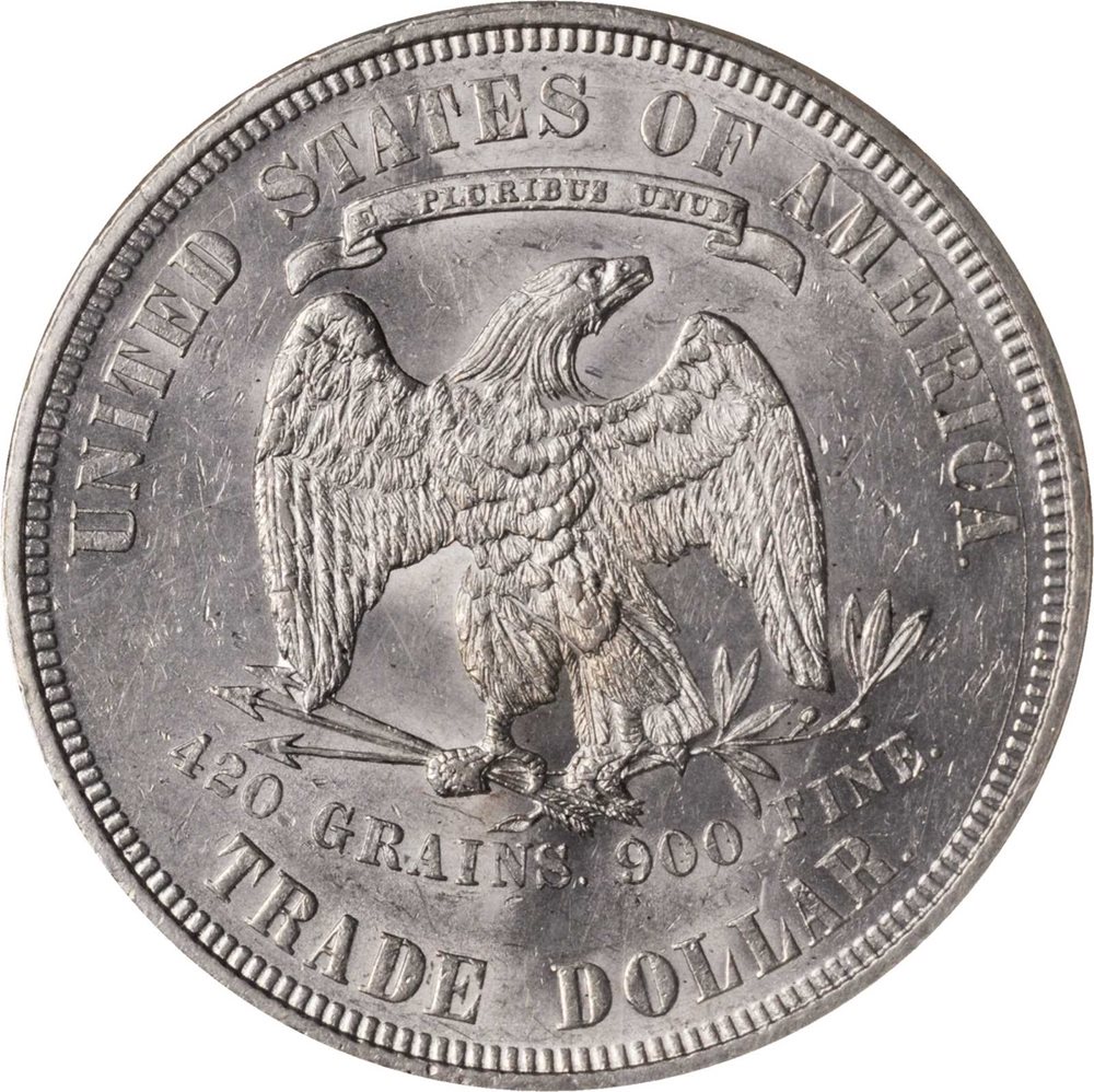 ★世界TOP最高鑑定PCGSMS61　　　　　　世界に『2枚のみ』です。 1877 Trade Dollar. MS-61 (NGC)., MS61 - PCGS Auction Prices