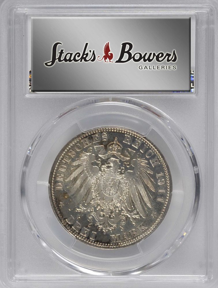 GERMANY. Bavaria. 3 Mark, 1911-D. Munich Mint. PCGS PROOF-64