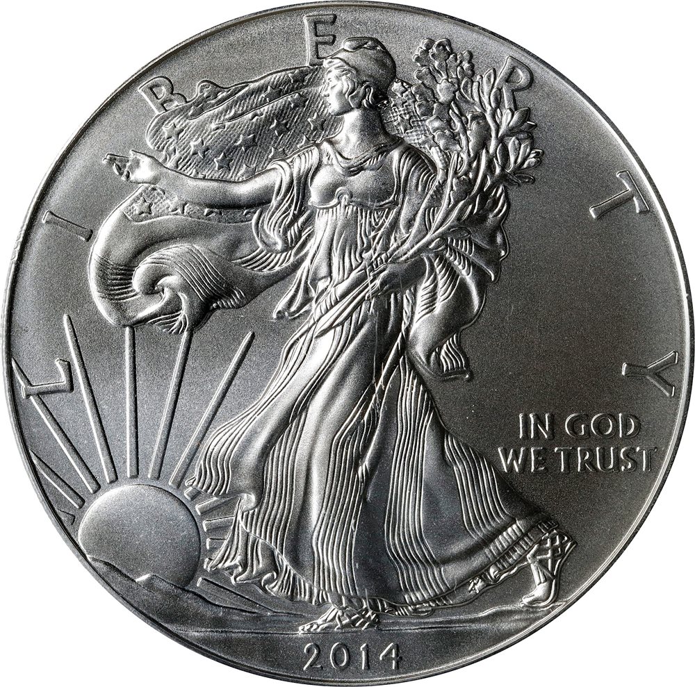 2014-(W) Silver Eagle. First Strike. MS-70 (PCGS). Retro Doily