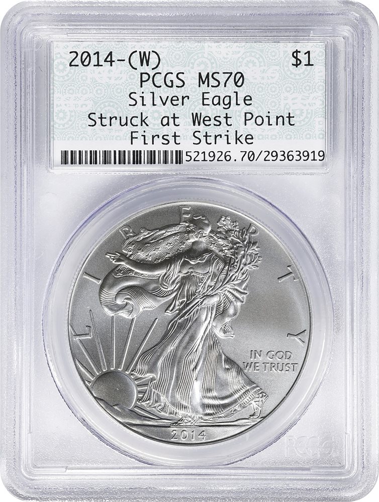 2014-(W) Silver Eagle. First Strike. MS-70 (PCGS). Retro Doily