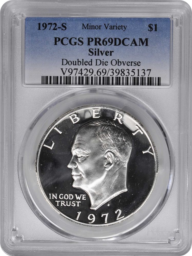 1972-S Eisenhower Dollar. Silver Clad. Doubled Die Obverse. Proof