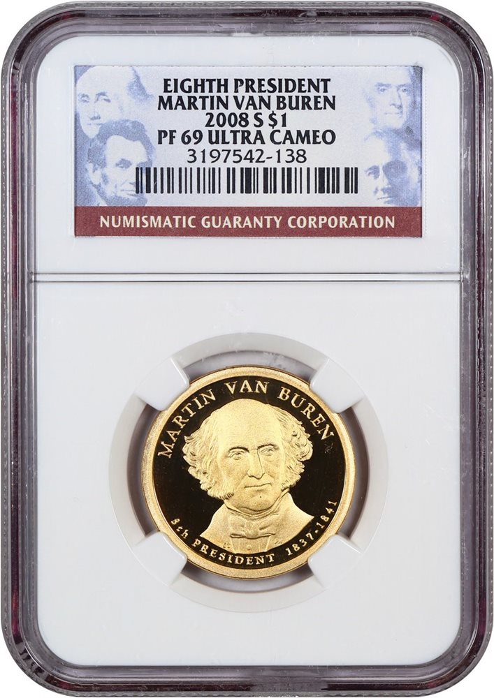 2008 S $1 Martin Van Buren Dollar PCGS PR70DCAM