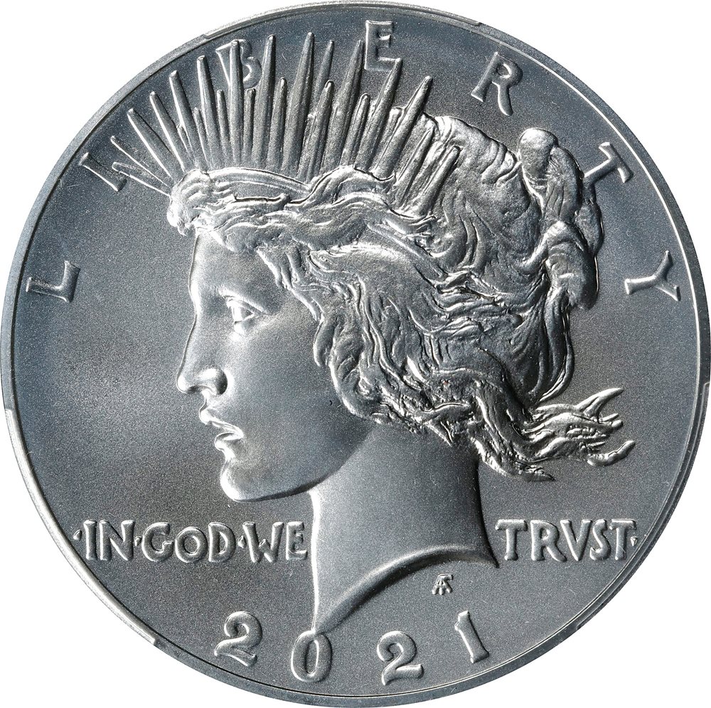 2021 100th Anniversary Peace Silver Dollar. First Strike. MS-70