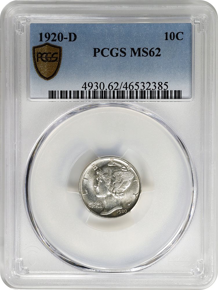 1920-D Mercury Dime. MS-62 (PCGS)., MS62 - PCGS Auction Prices