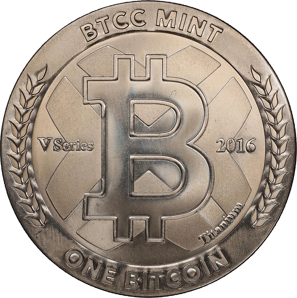Redeemed 2016 BTCC 1 Bitcoin. Firstbits 1DJ8498V. Series V. Titanium. MS-66  (PCGS)., MS66 - PCGS Auction Prices