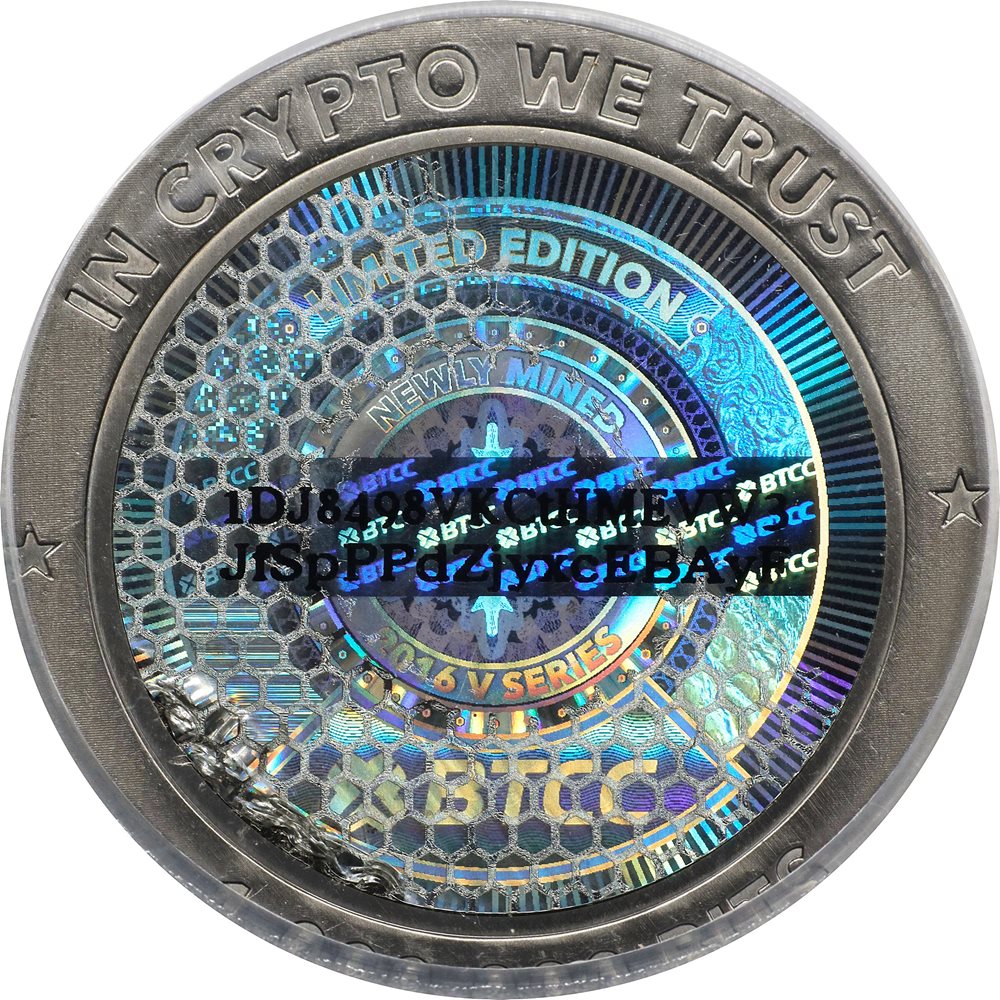 Redeemed 2016 BTCC 1 Bitcoin. Firstbits 1DJ8498V. Series V. Titanium. MS-66  (PCGS)., MS66 - PCGS Auction Prices