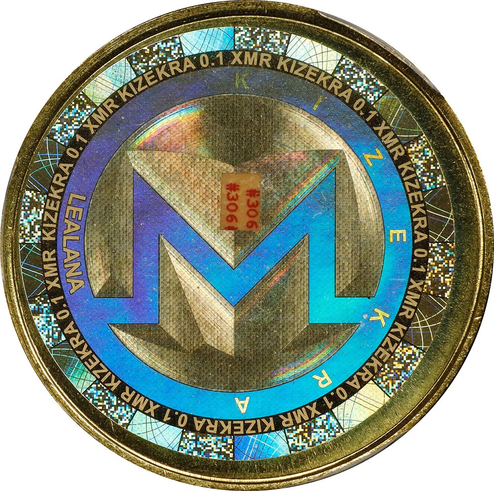 2020 Lealana 0.1 Monero (XMR). Loaded. Serial No. 306. Red Address. Brass.  MS-66 (PCGS)., MS66 - PCGS Auction Prices