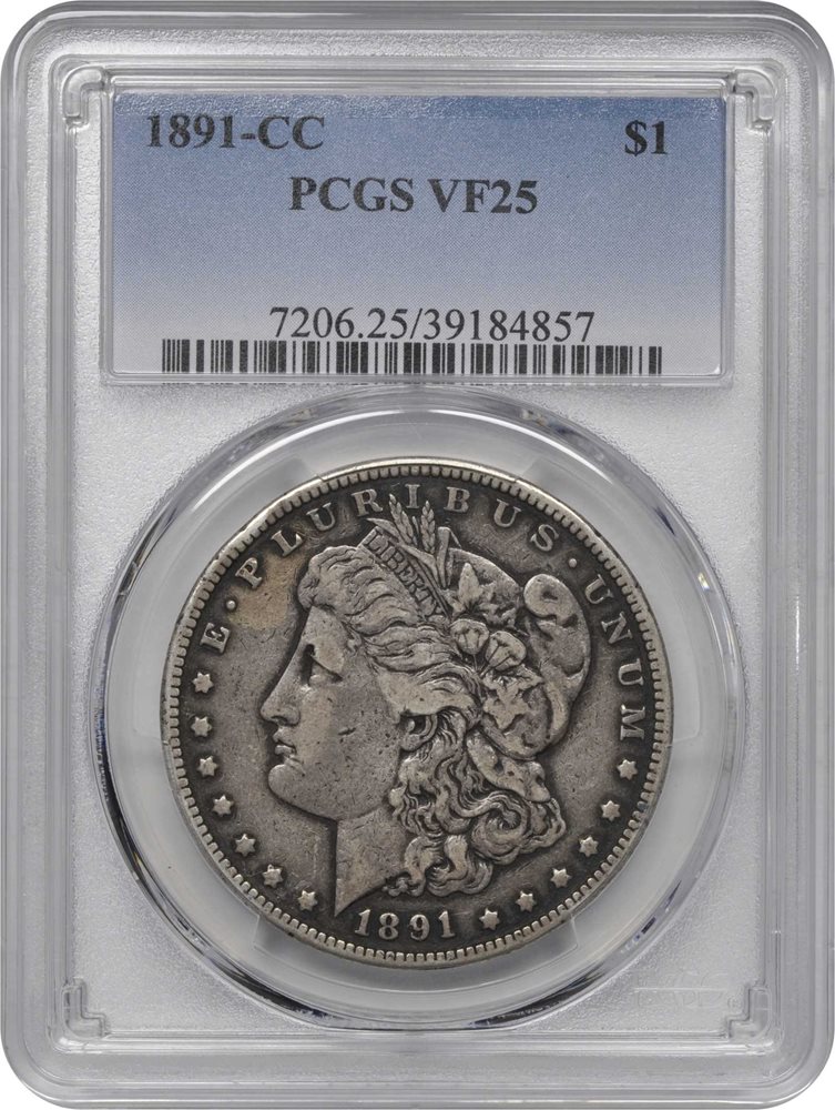 1891-CC Morgan Silver Dollar. VF-25 (PCGS)., VF25 - PCGS Auction