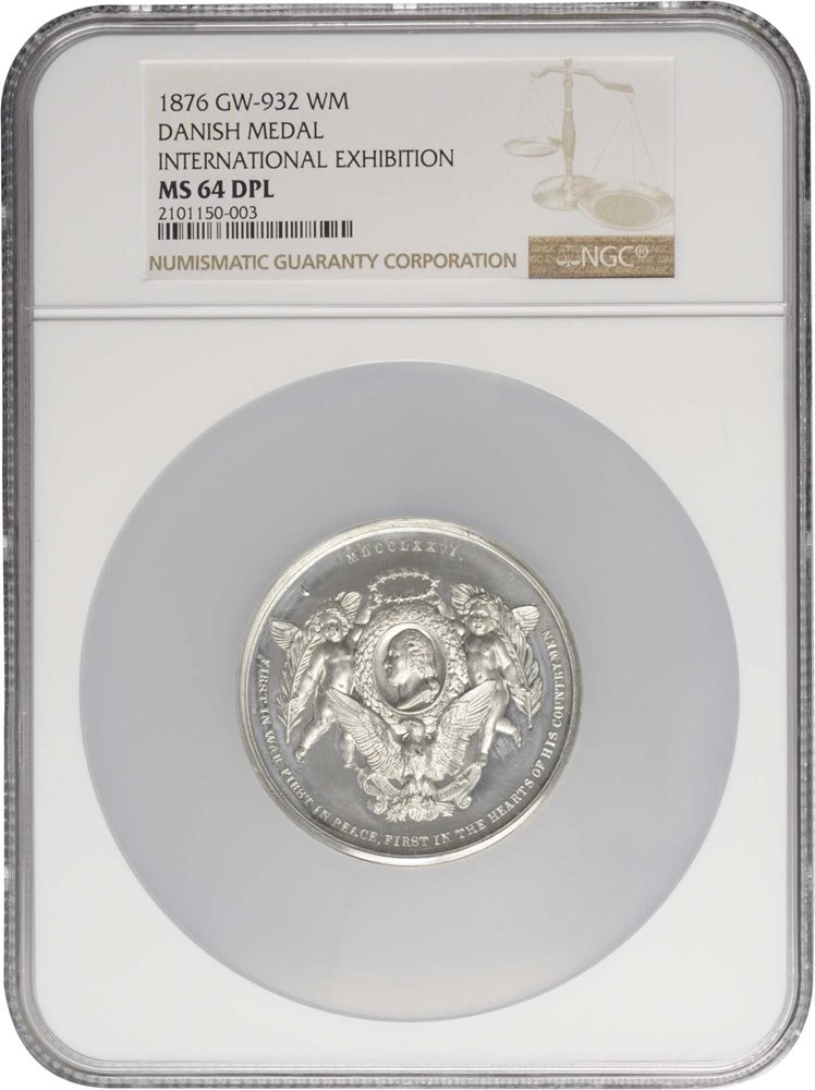 1876 Danish Medal. MDCCLXXVI Obverse. White Metal. 53 mm. Musante